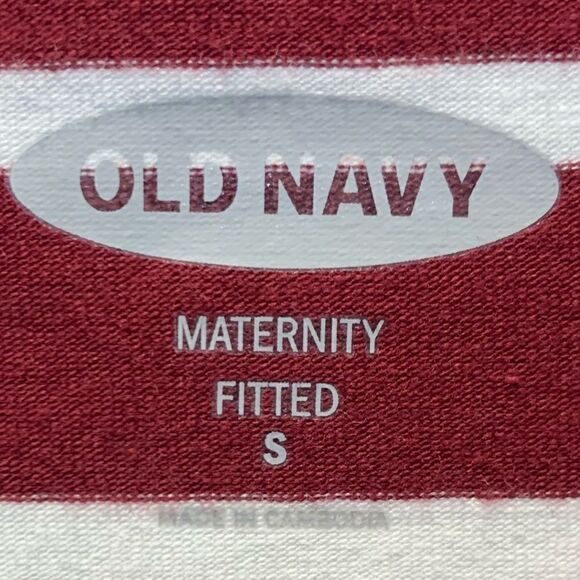 $5 item - NWT Old Navy maternity long sleeve maroon white fitted dress size S - Picture 10 of 14